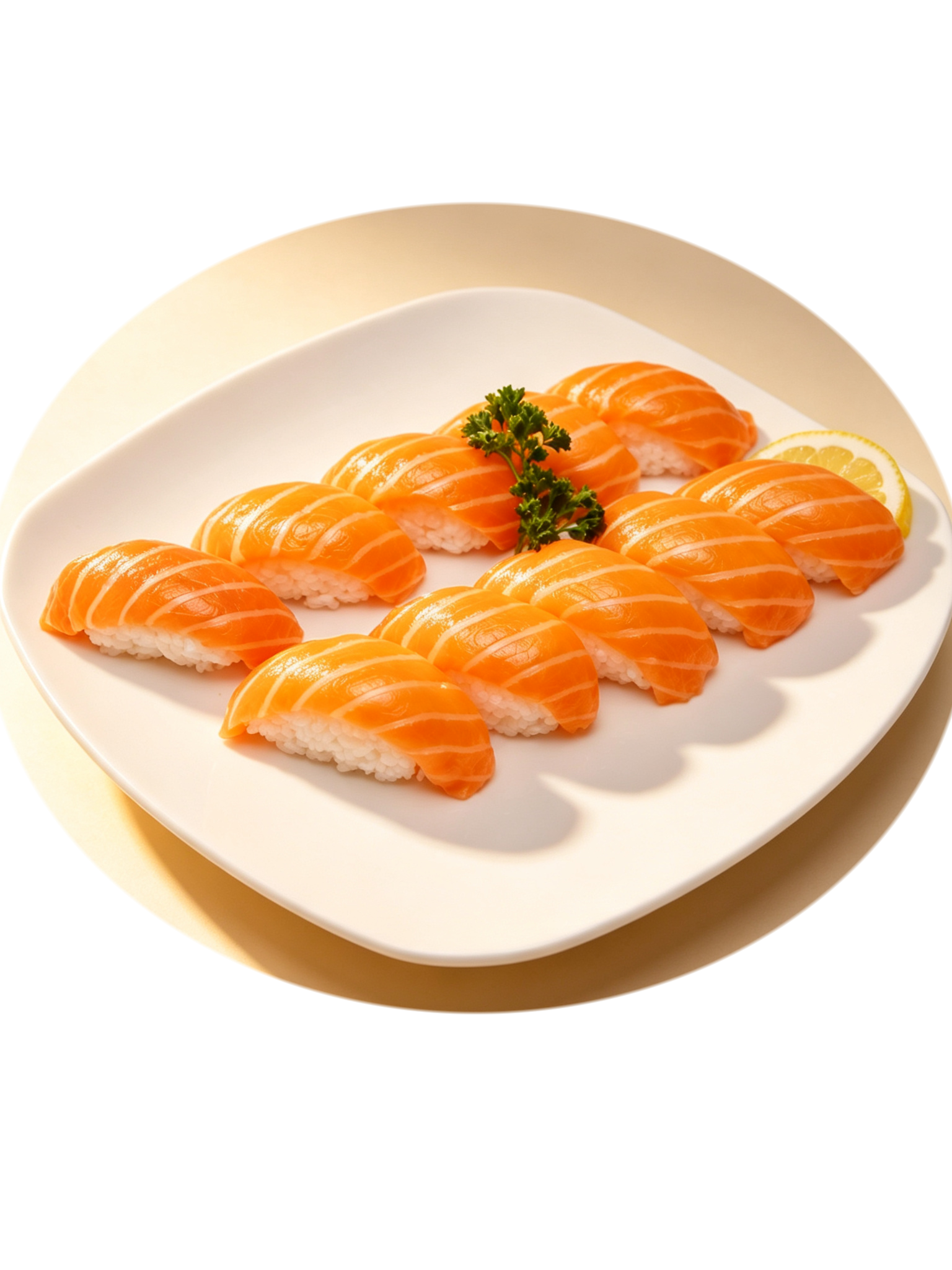 Sushi saumon sur assiette